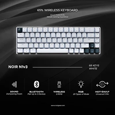 Noir N1v3 – 65% Wireless Mechanical Keyboard (White) - Toko WhatsApp Murah, Toko Online WA, Toko Online WhatsApp TERMURAH!